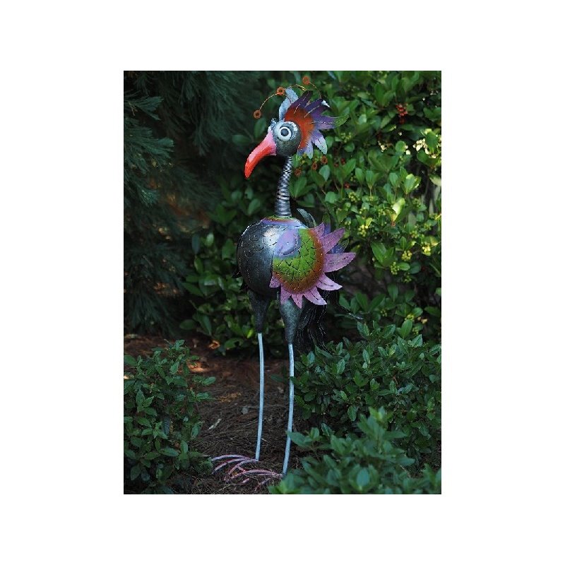 Figurina metal Large colourful bird (silver)